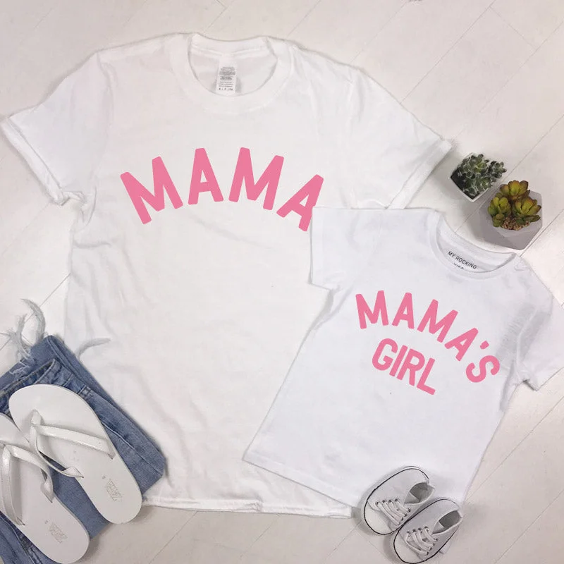 Mama & Mama's Girl Classic White/Pink T-Shirts