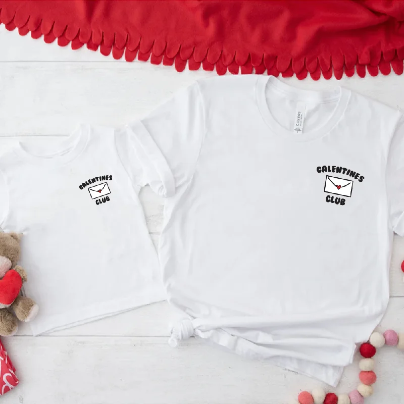 Galentines Club Matching Pocket Logo T-shirts