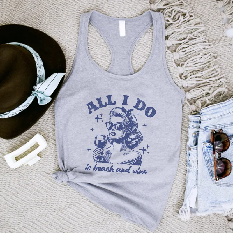 All I Do Is Beach & Wine Retro Graphic Women's Tank