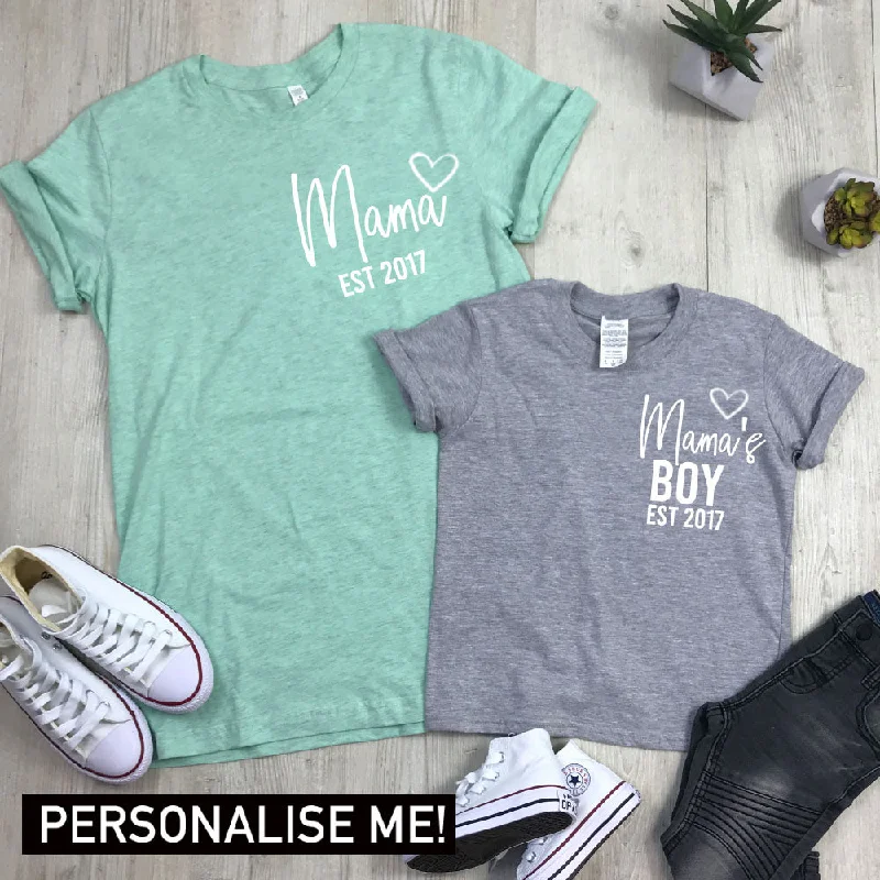 Personalised Mama & Boy Established Mum & Kid Matching Tees (MRK X)