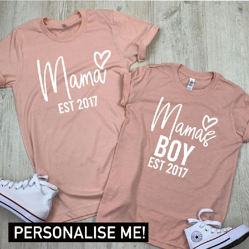 Personalised Mama & Boy Big Logo Established Matching Tees (MRK X)