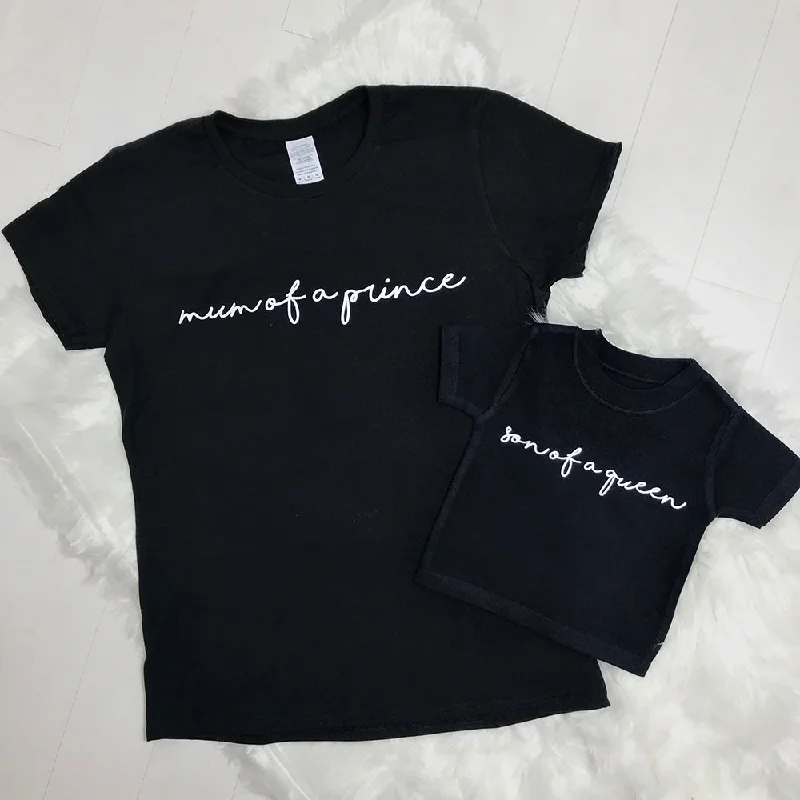 Mum Of A Prince/Son Of A Queen Black/White Matching Tees (MRK X)