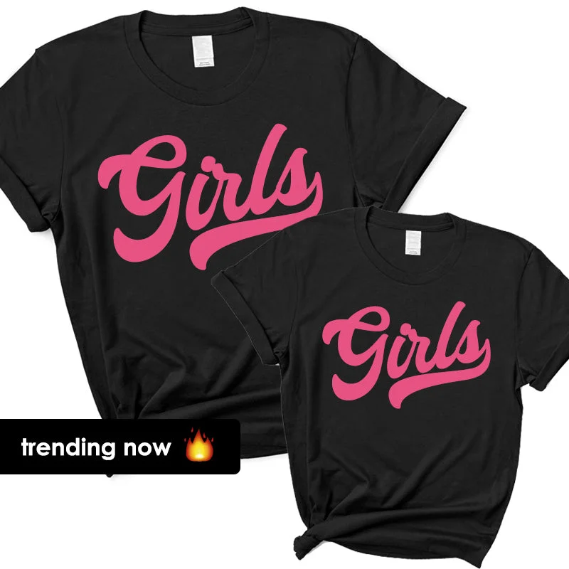 GIRLS University Script Matching Black T-Shirts