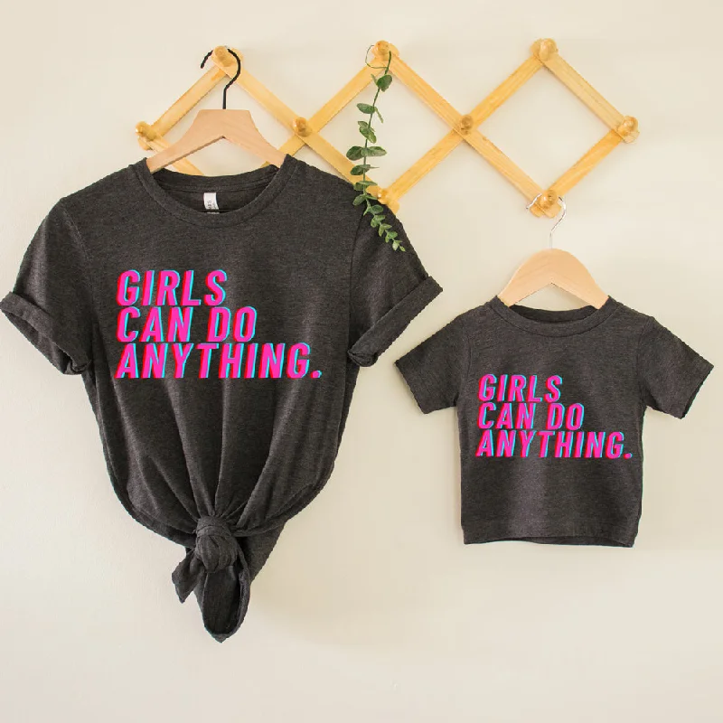 Girls Can Do Anything Vibe Charcoal Heather T-Shirts