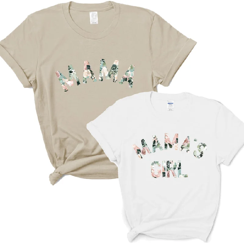 Mama & Mama's Girl Floral Matching Sand/White T-Shirts