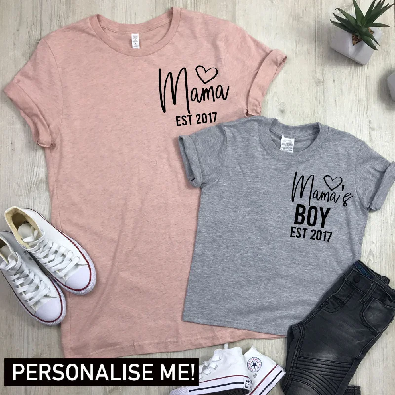 Personalised Mama & Boy Established Mum & Kid Matching Tees (MRK X)