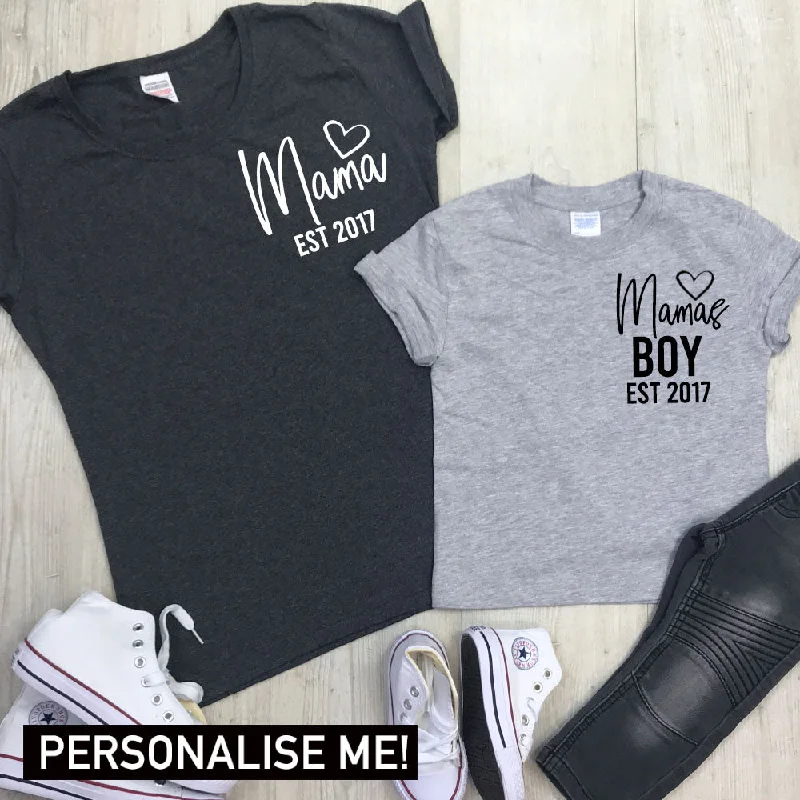 Personalised Mama & Boy Established Mum & Kid Matching Tees (MRK X)