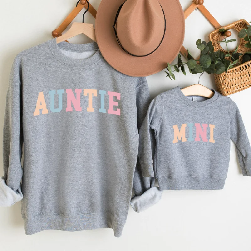 Pastel College Auntie & Mini Matching Grey Sweatshirts