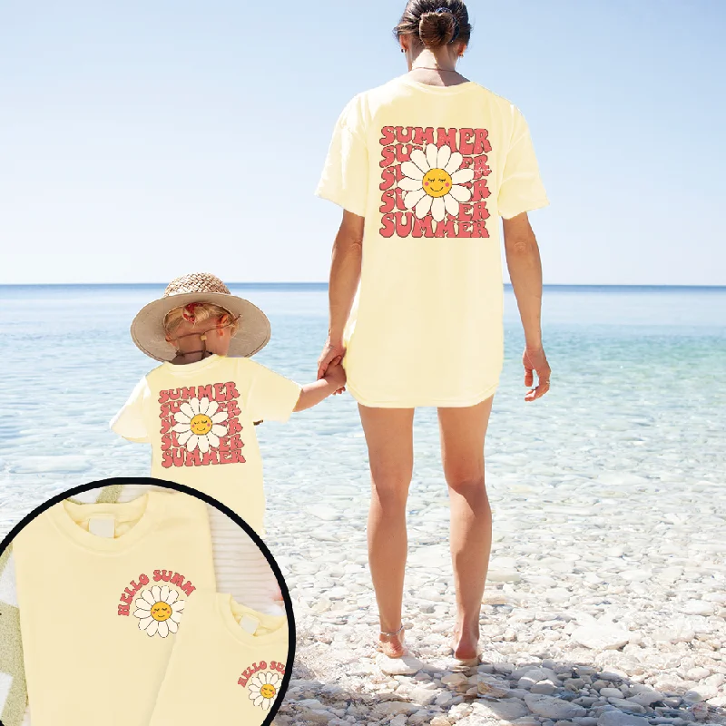 Hello Summer Front & Back Graphic Matching T-shirts