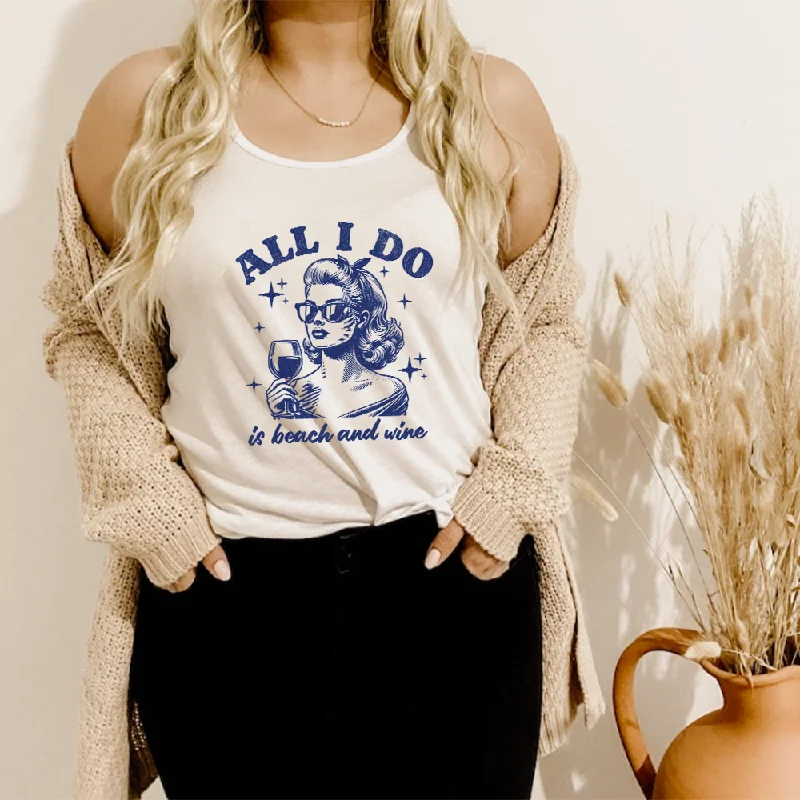 All I Do Is Beach & Wine Retro Graphic Women's Tank