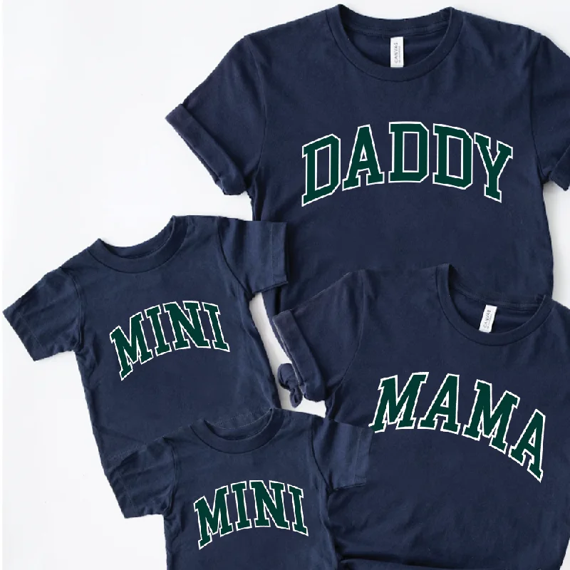 Daddy, Mama & Mini Essential Varsity Matching T-Shirts