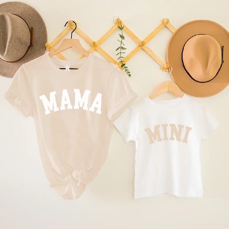 Mama & Mini College Matching Sand/White T-Shirts