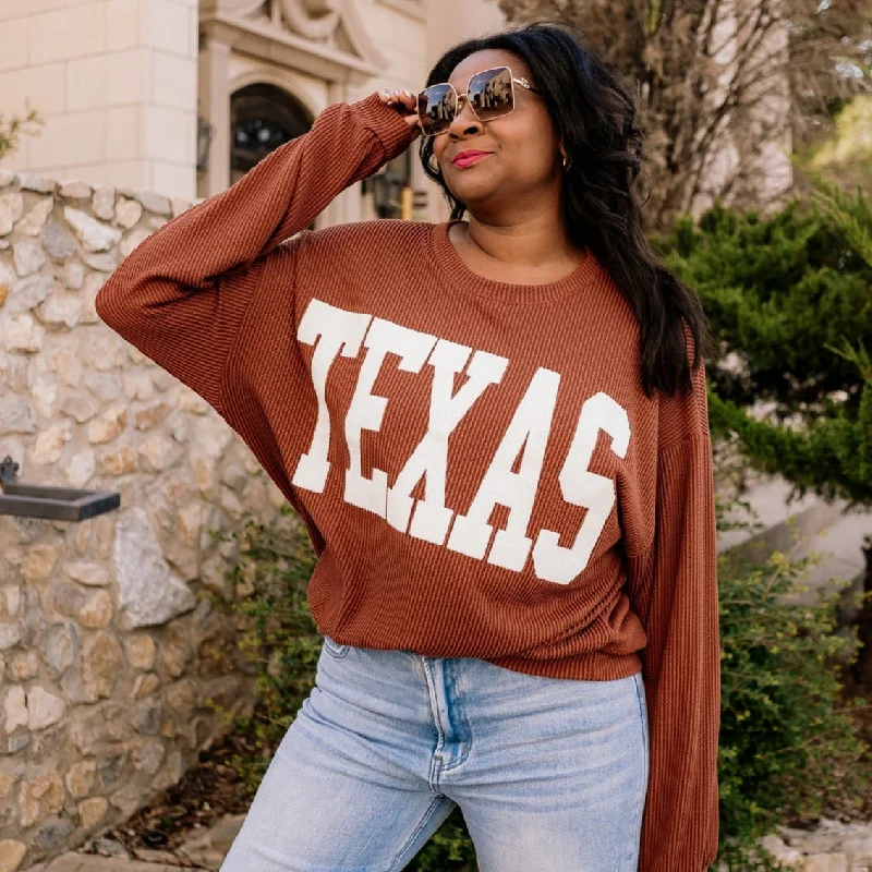 Texas Comfy Corded Graphic Sweatshirt Sleek Women's 