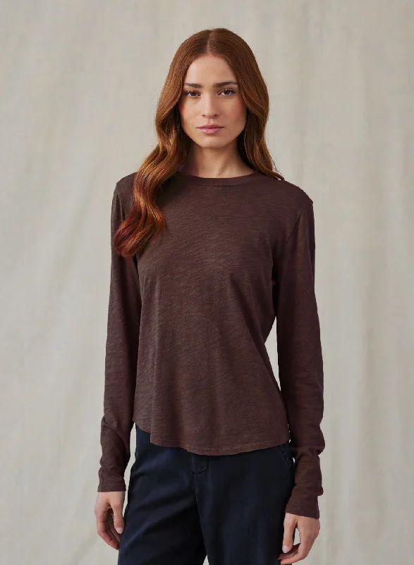 Long Sleeve Crew Tee - Chestnut Brown