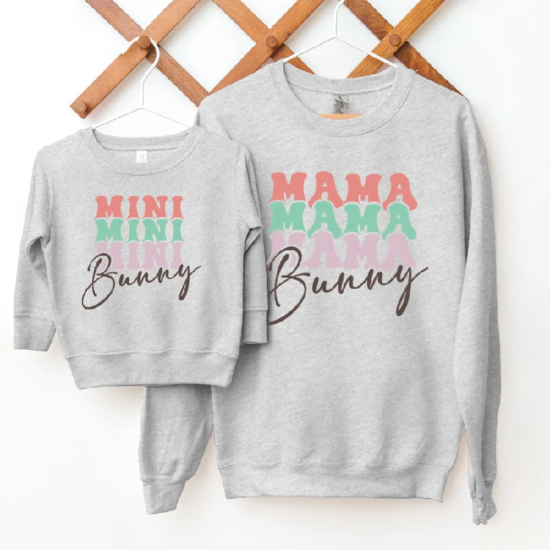 Hop To It- Mama & Mini Bunny Matching Sweatshirts- Grey