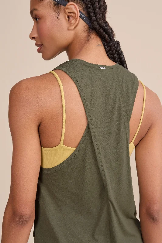 Long Cross Back Comfort Tank Top