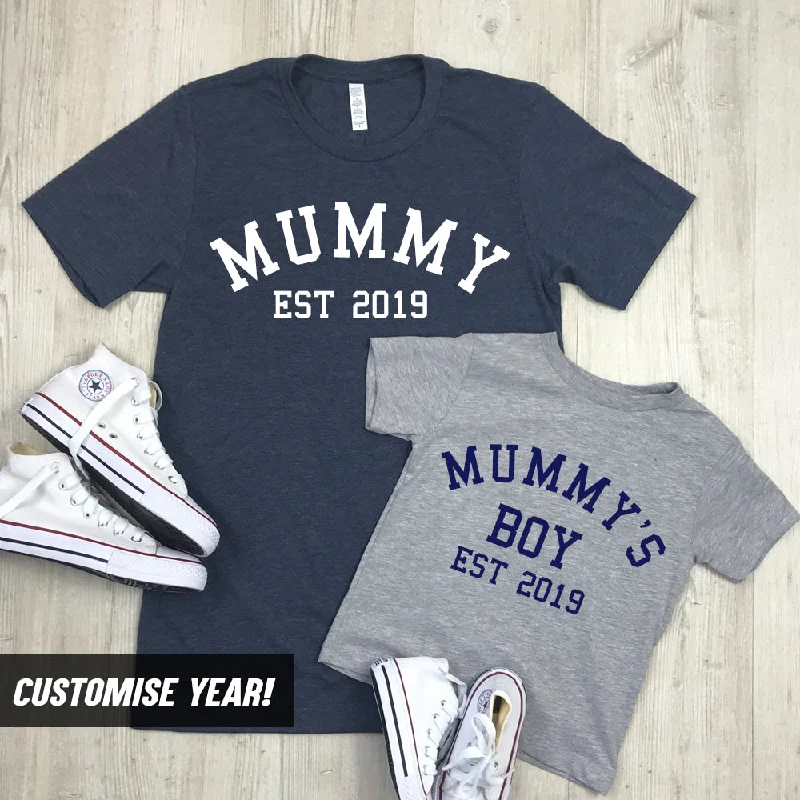 Personalised Mummy & Son Varsity Established Matching T-Shirts (MRK X)