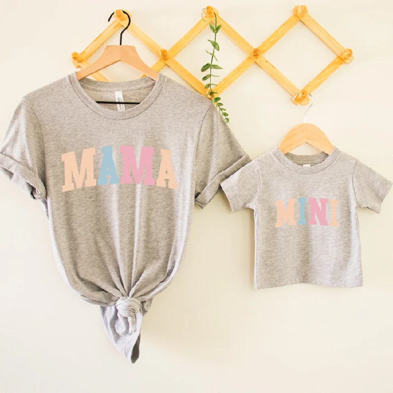 Pastel Mama & Mini College Matching Grey T-Shirts