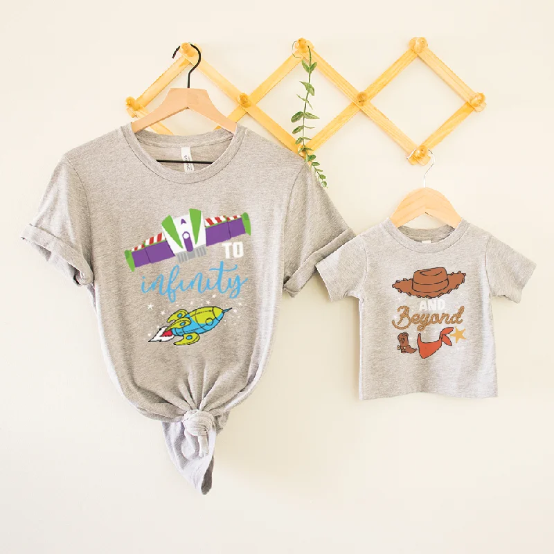 To Infinity & Beyond Matching Heather Grey T-shirts