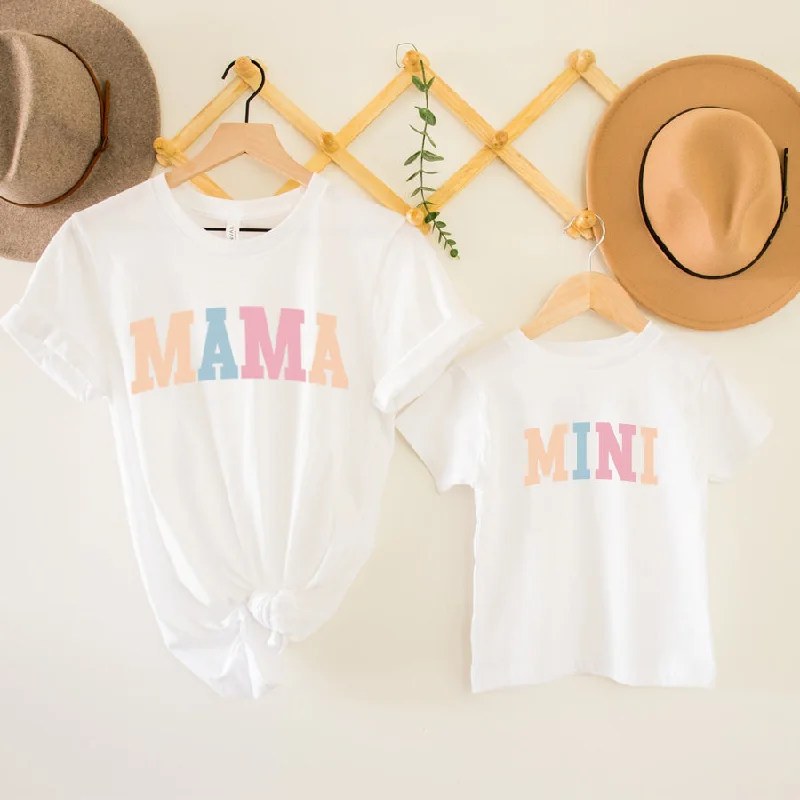 Pastel Mama & Mini College Matching White T-Shirts