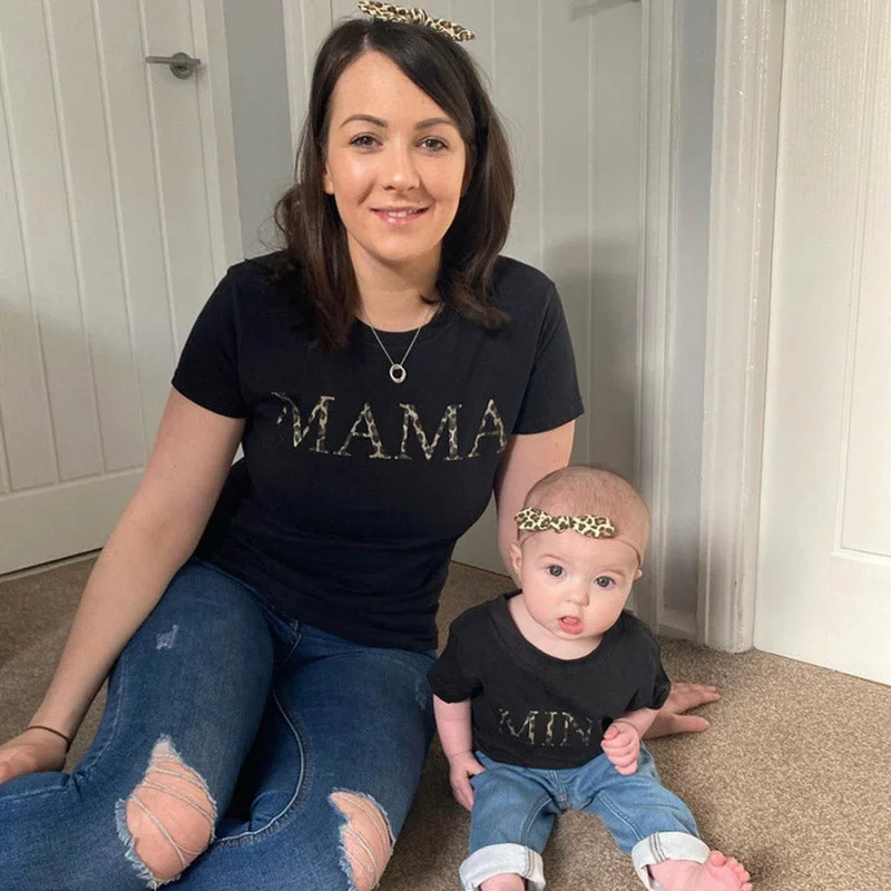 Mama & Mini Empire Leopard Black T-Shirts (MRK X)