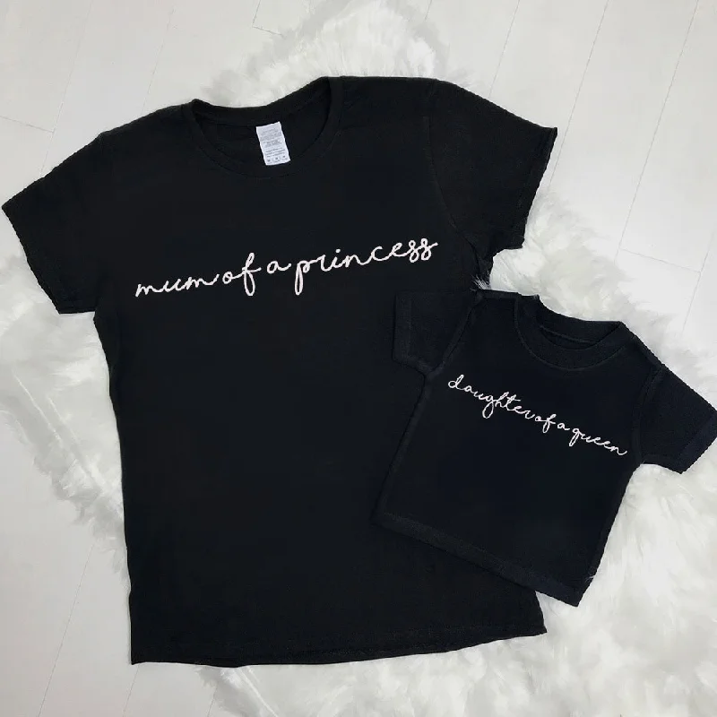 Mum Of A Princess/Daughter Of A Queen Black/White Matching Tees (MRK X)