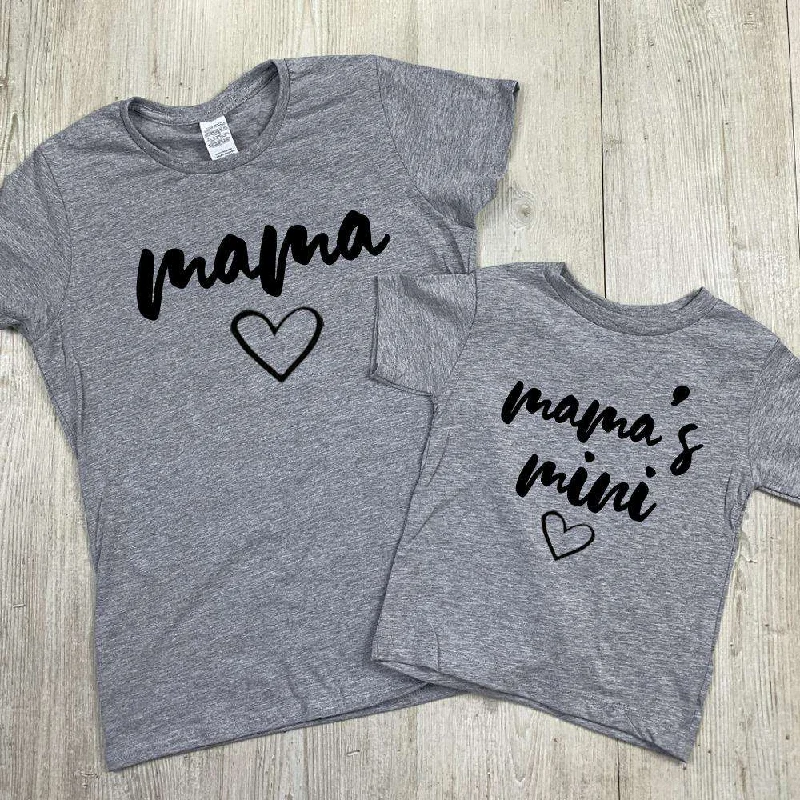 Mama/Mamas Mini Mum & Kid Matching Grey Tees (MRK X)