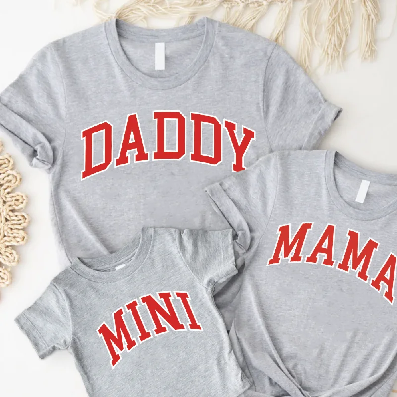 Daddy, Mama & Mini Essential Varsity Matching T-Shirts