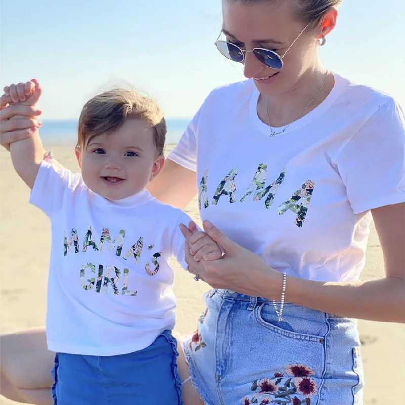 Mama & Mama's Girl Floral Matching White T-Shirts