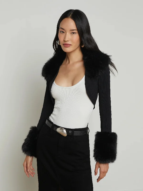 80069NXCb L'AGENCE Haru Faux Fur Shrug Sporty Women's Athleisure 