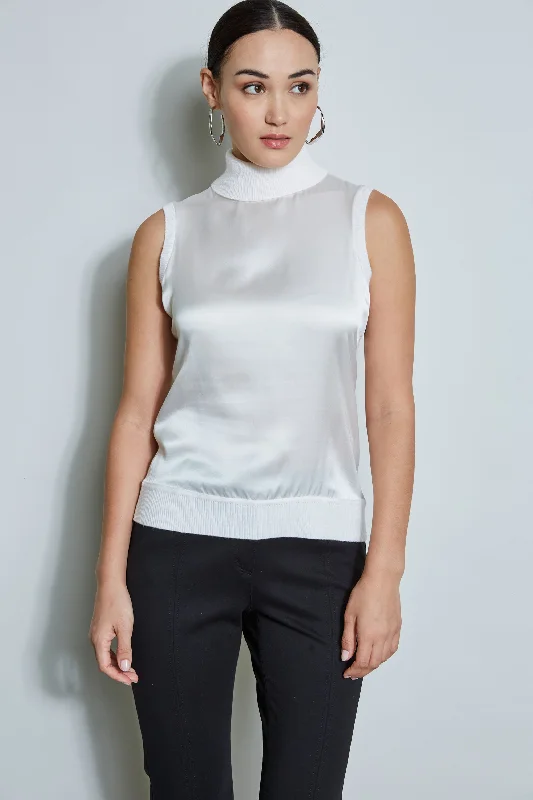 Sleeveless Satin Front Sweater Feminine Women's Style 