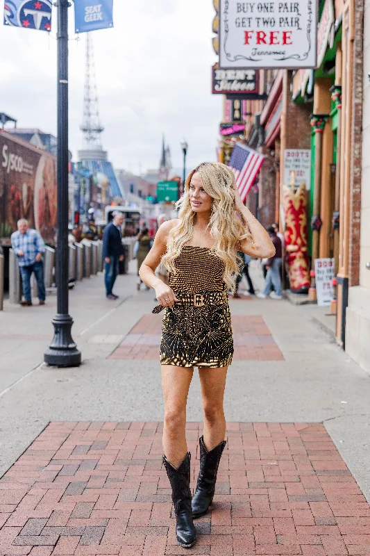 Glam Rhinestone Tube Top- Gold