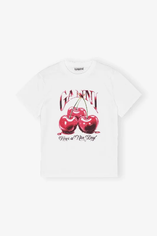 Cherry Relaxed White Jersey T-shirt