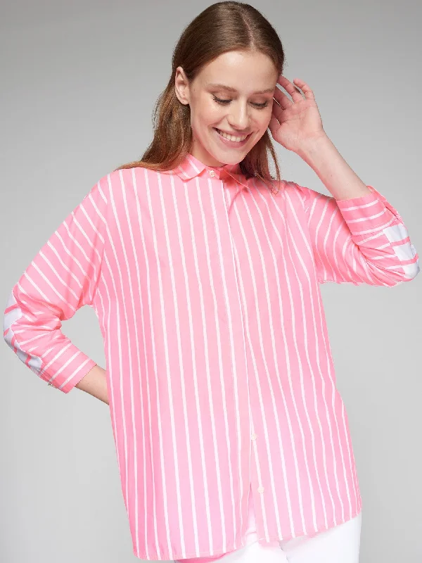 Louisa Stripe Shirt Neon Pink