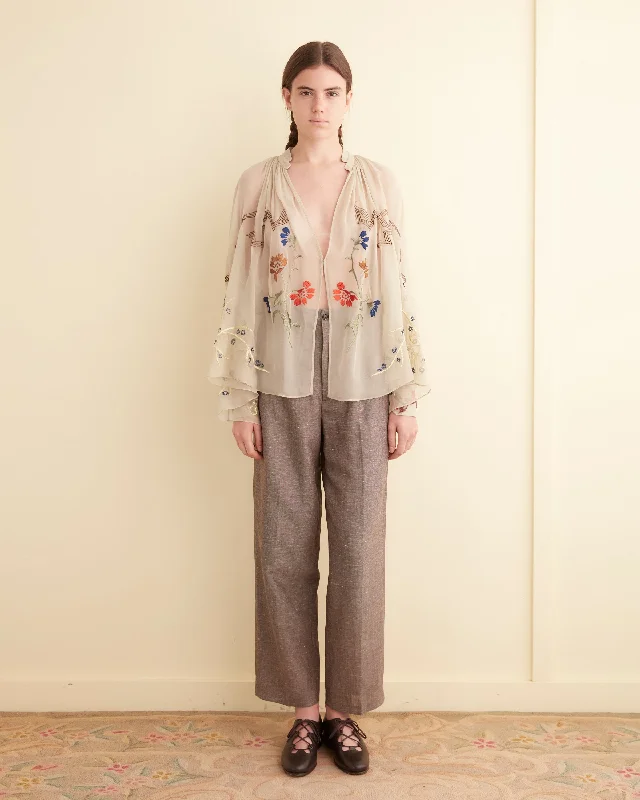 Embroidered Flower Study Shirt Confident Women's High - fashion