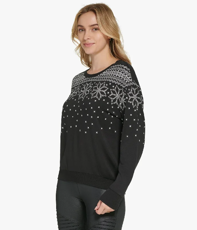 Printed Crew Neck Pullover Sharp Women's Italian