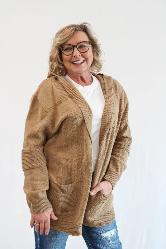 KAMELO REG/CURVY KNIT HOODED CARDIGAN