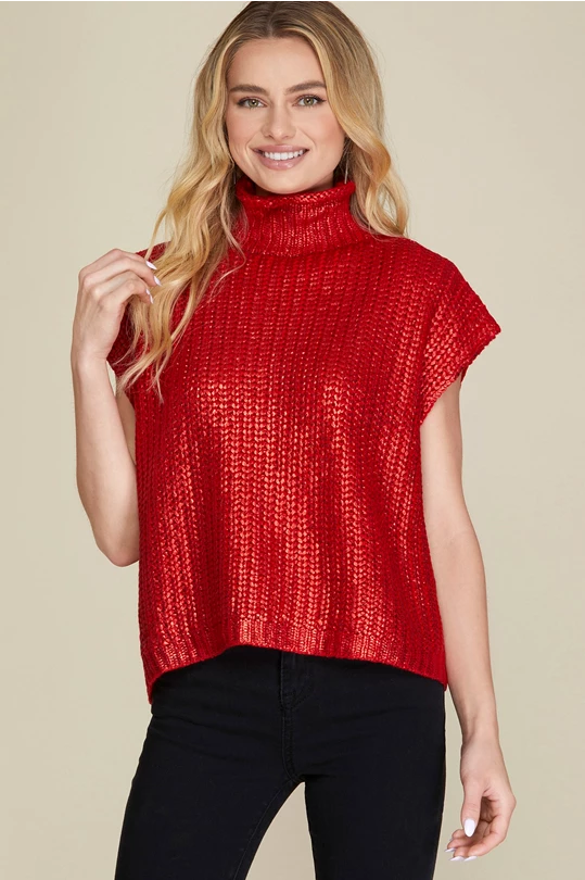 Foil Funnel Neck Sweater Cozy Women's Winter