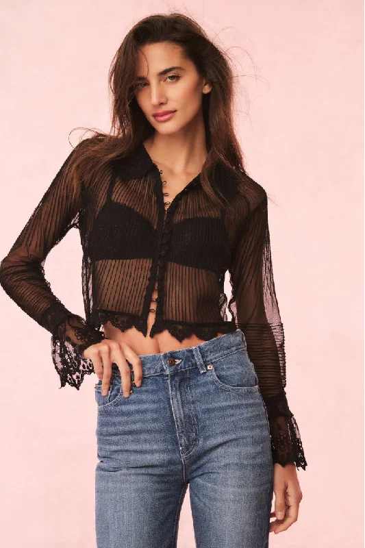 Koto Sheer Lace-Trimmed Top European