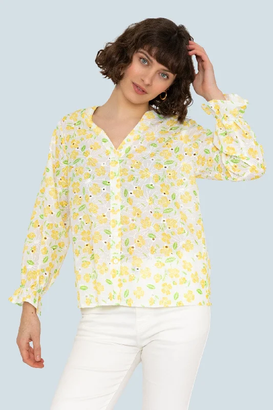 Yellow Anglaise Print Blouse