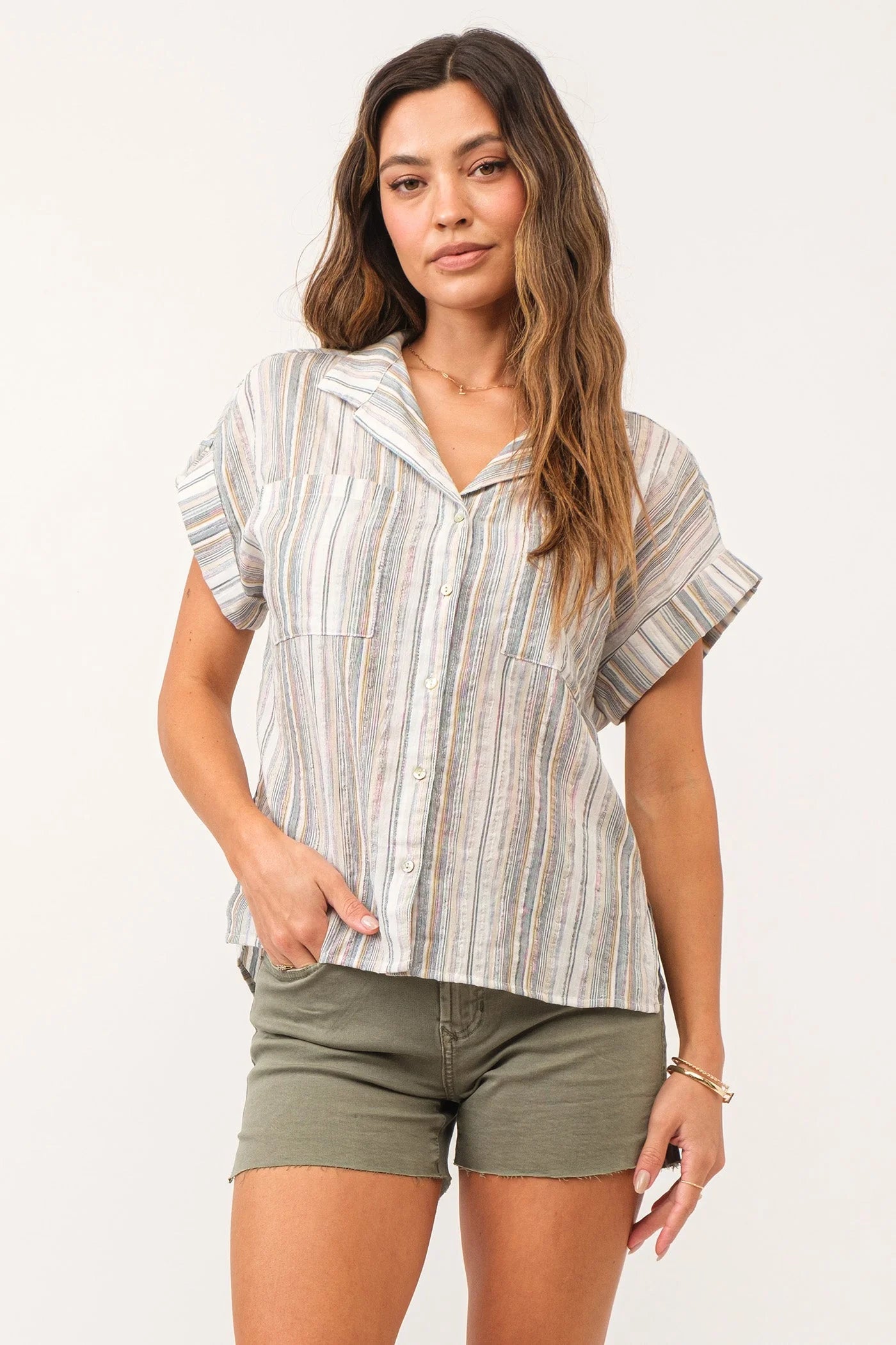 Cali Sage Stripe Shirt