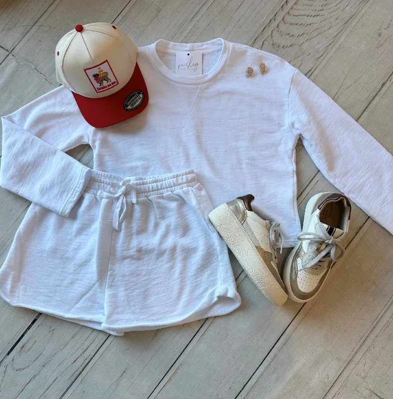 White Wide Sleeve Boxy Sweatshirt Earthy Women's 