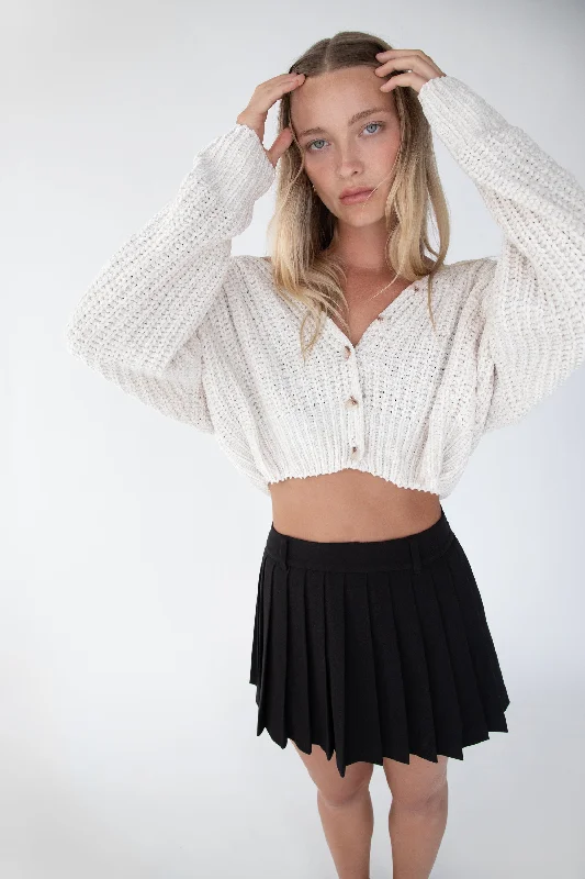 CROPPED CHENILLE KNIT CARDIGAN Youthful Women's Anime - inspired