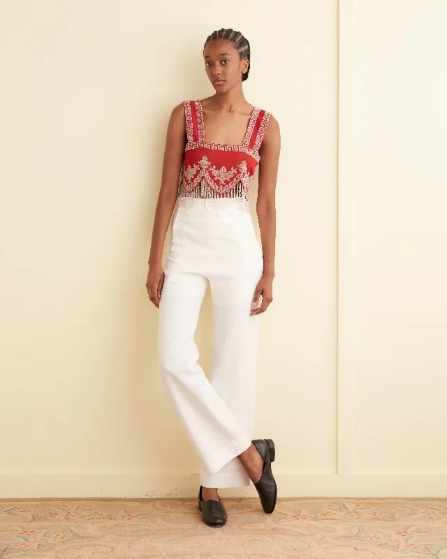 Amrita Fringe Top Artistic Women's Hand - painted