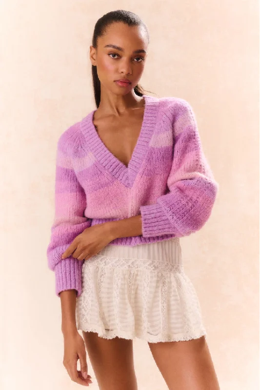 Barbarelle Alpaca Striped Pullover Traditional Women's Wool