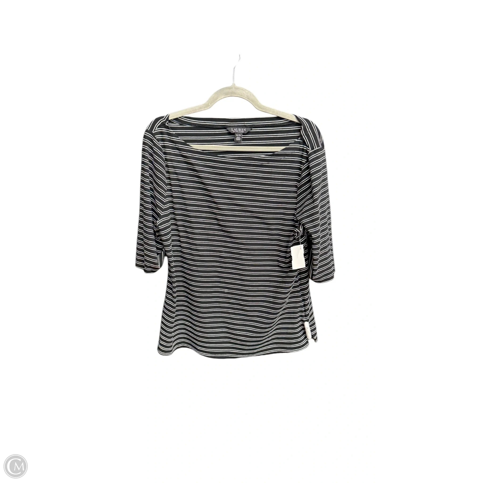 Top Short Sleeve By Lauren By Ralph Lauren In Striped Pattern, Size: Xl Stylish Women's Tropical 
