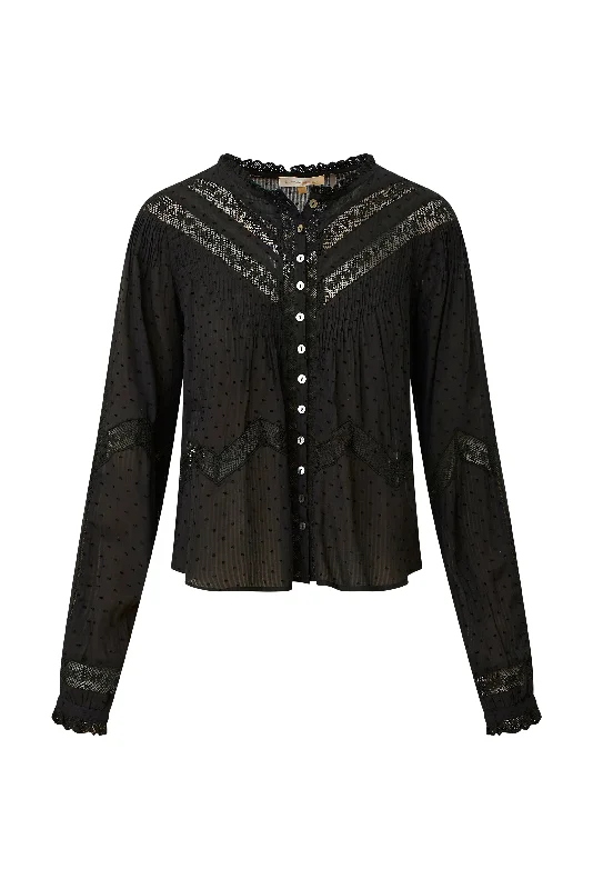 Ravelle Floral Button Down Top - BLACK garde