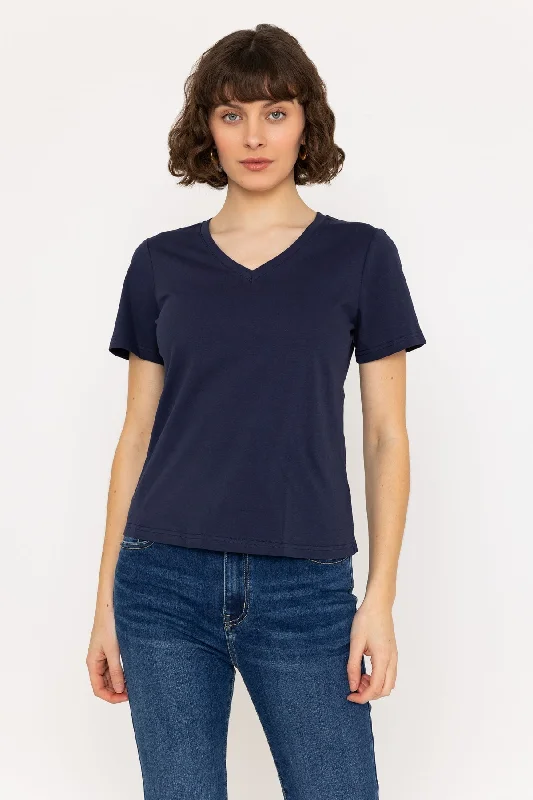 Navy Super Soft V Neck Tee