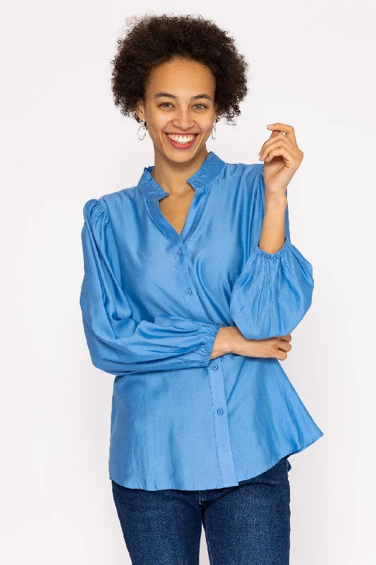 Long Sleeve Spring Blouse in Blue