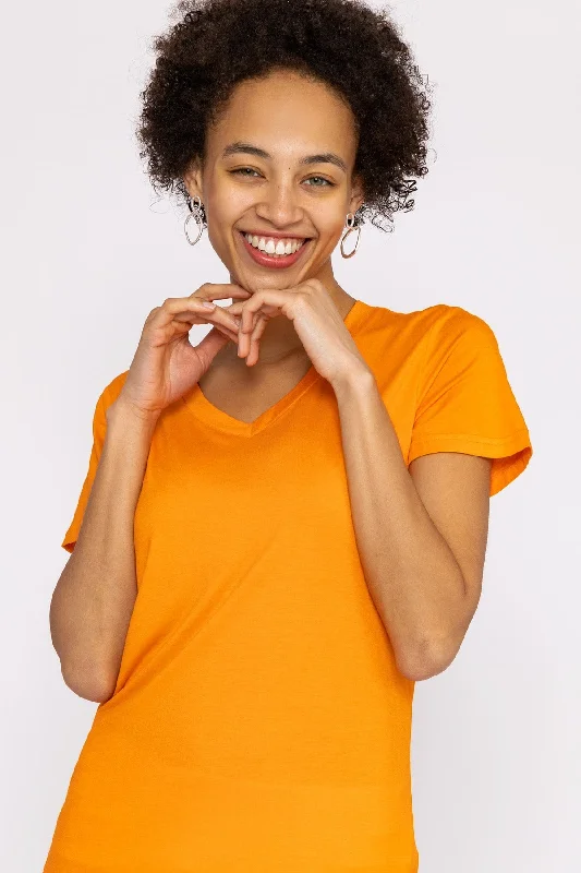 V Neck Tee in Orange